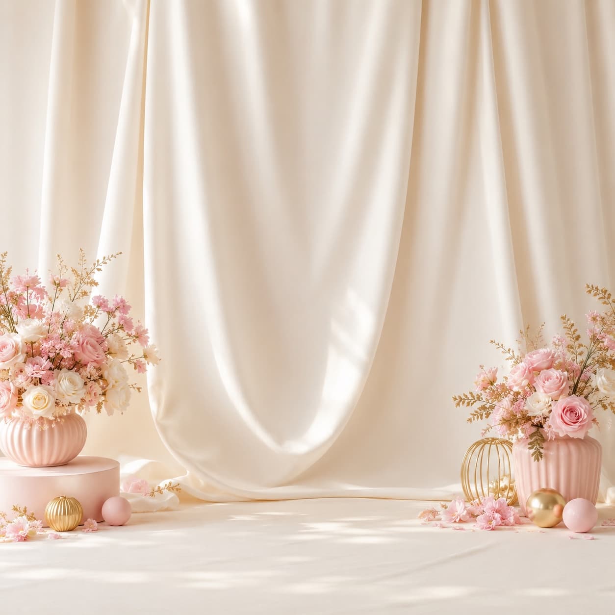 Fabric Backdrop Curtain 2×2m — A wrinkle-resistant fabric backdrop that hangs from a rod or sticks to the wall for a clean photo wall.