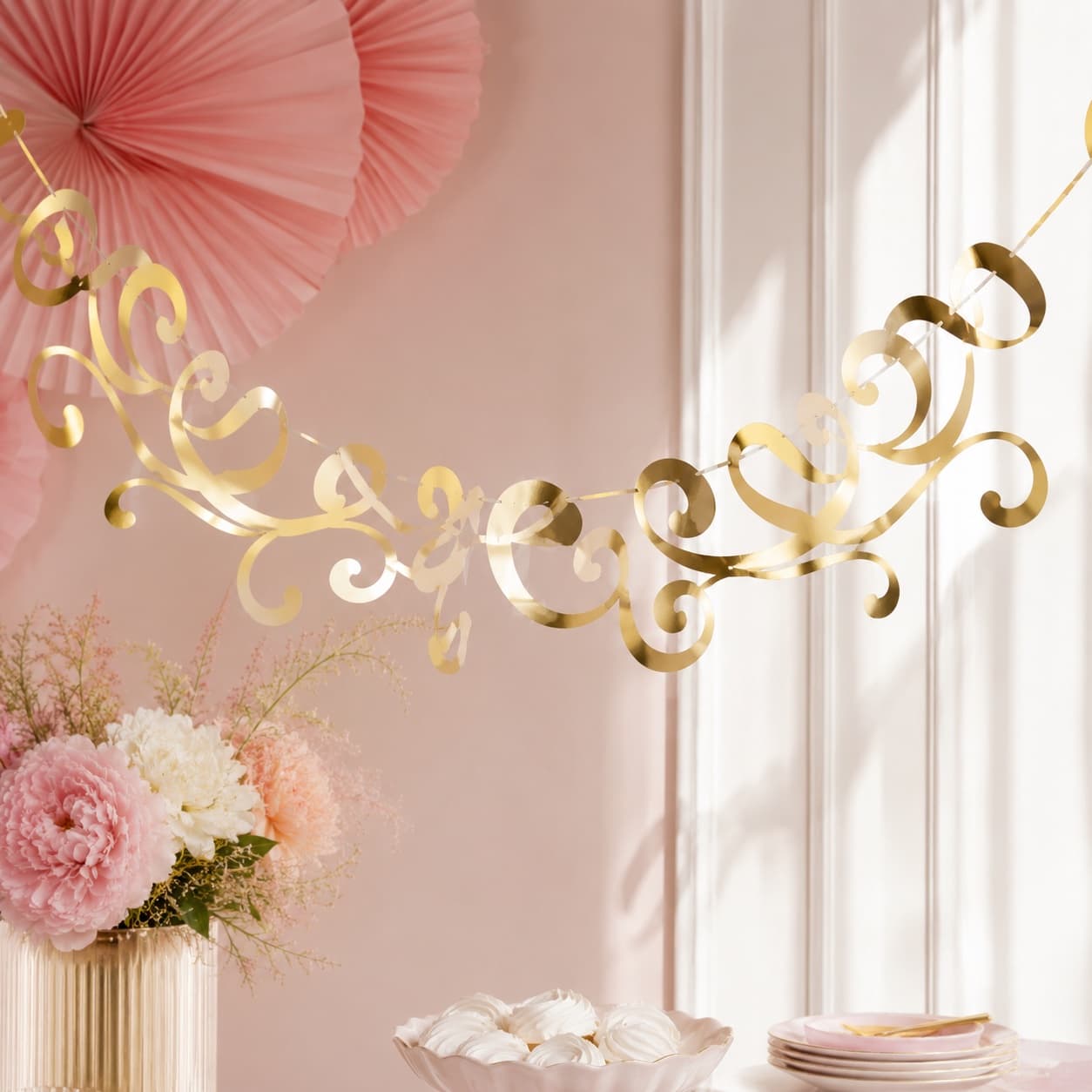 Happy Birthday Script Banner — A ready-to-hang cursive birthday banner in gold or rose gold — a two-second wall win.